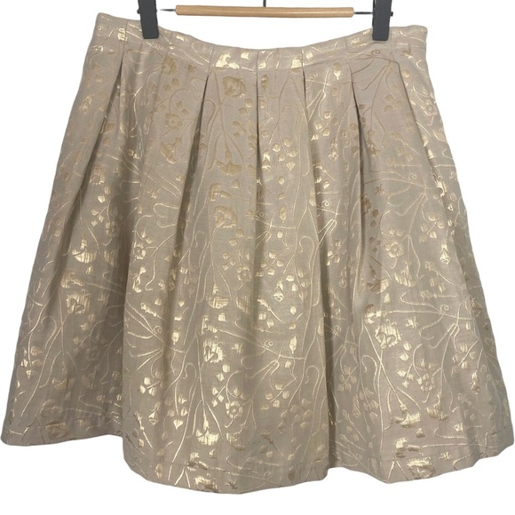 ISANI for TARGET Gold Metallic Jaquard Pintuck Full A-Line Mini Skirt medium - Picture 1 of 10